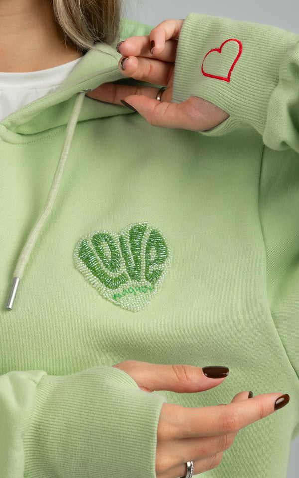 Love Magnet Beaded Logo Hoodie – Lime Light Edition